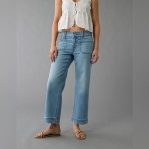 AMERICAN EAGLE HighWaisted Stovepipe Crop Wide Leg Jean Womens 8 Long Retro Boho